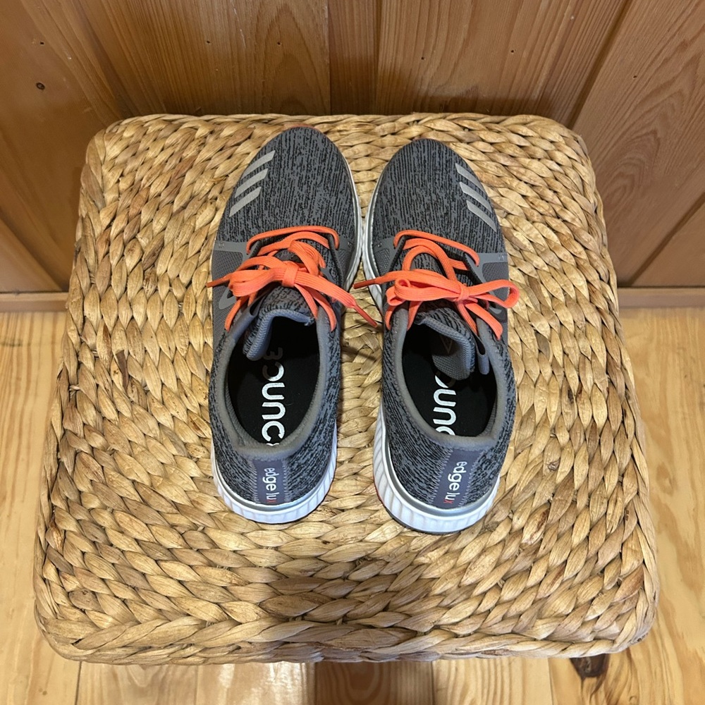 Gray Sneakers with Orange Accents